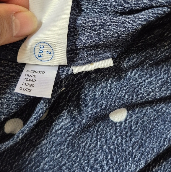 LOFT Navy A-Line Skirt with White Polka Dots - Picture 5 of 5